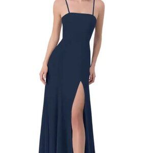AZAZIE COSETTE A-Line Side Slit Chiffon Floor-Length Dress, BLACK